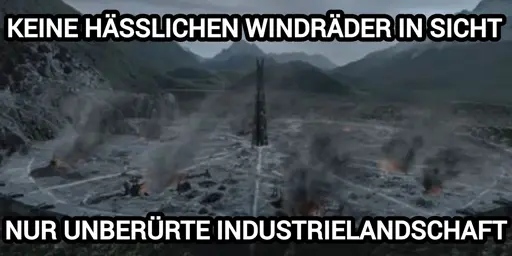 Bild des industrialisierten Isengarts mit der Bildbeschreibung "keine hässlichen Windräder in Sicht, nur unberührte Industrielandschaft"