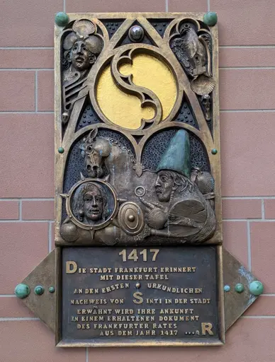 Gedenktafel Ersterwähnung von Sinti und Roma in Jahr 1417, Frankfurt am Main