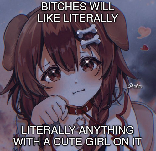 bitches will like literally literally anything with a cute girl on it