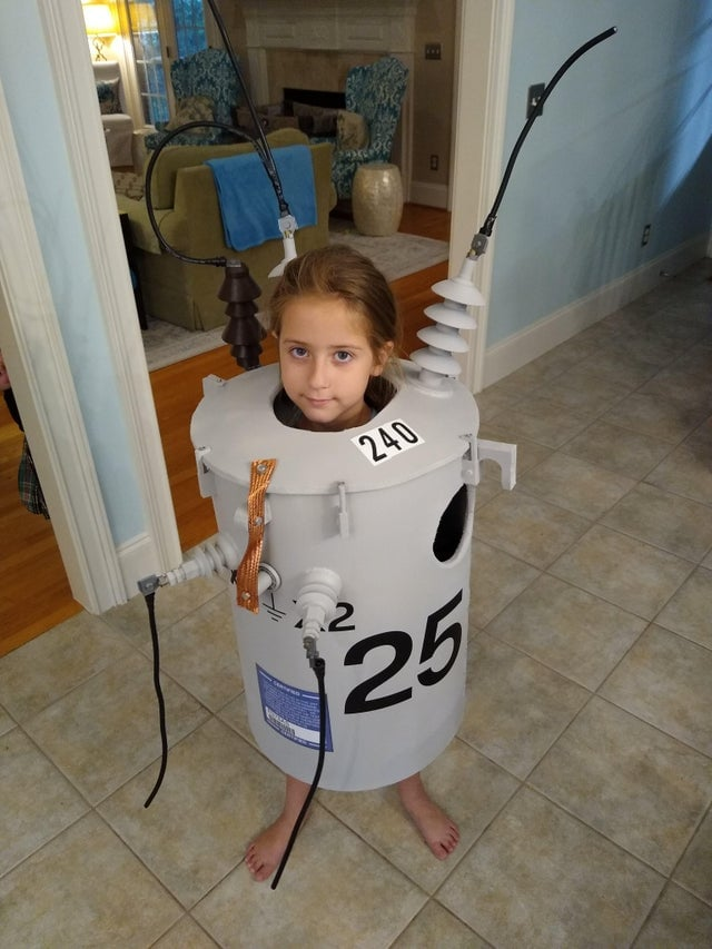 This child wanted to be a Transformer for Halloween