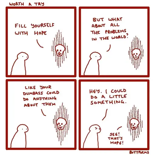 Four panel comic titled "worth a try".