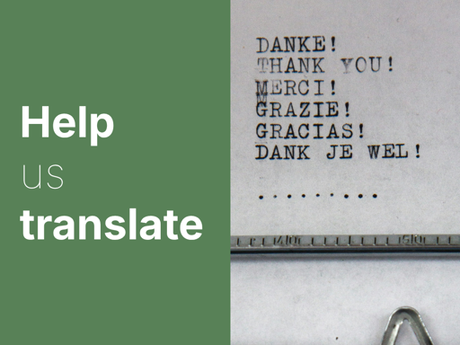 a sharepic reading help us translate