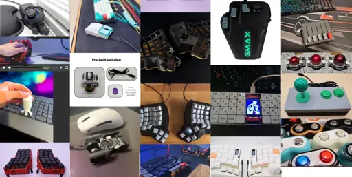 wall of about 20 images of input devices which are for sale on etsy