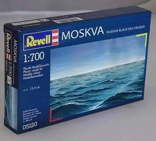Model kit for the Moskva. box picturing just sea surface